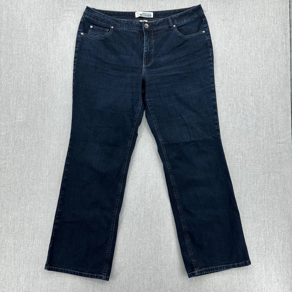 Faded Glory Jeans Women 18 Dark Blue Eased Stretch Bootcut Denim Mid Rise